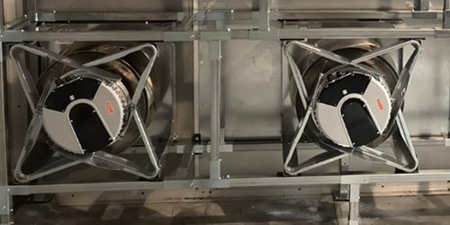 Two plug fans part of a fan array