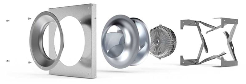 cutaway of the components of the Copra EC fan.
